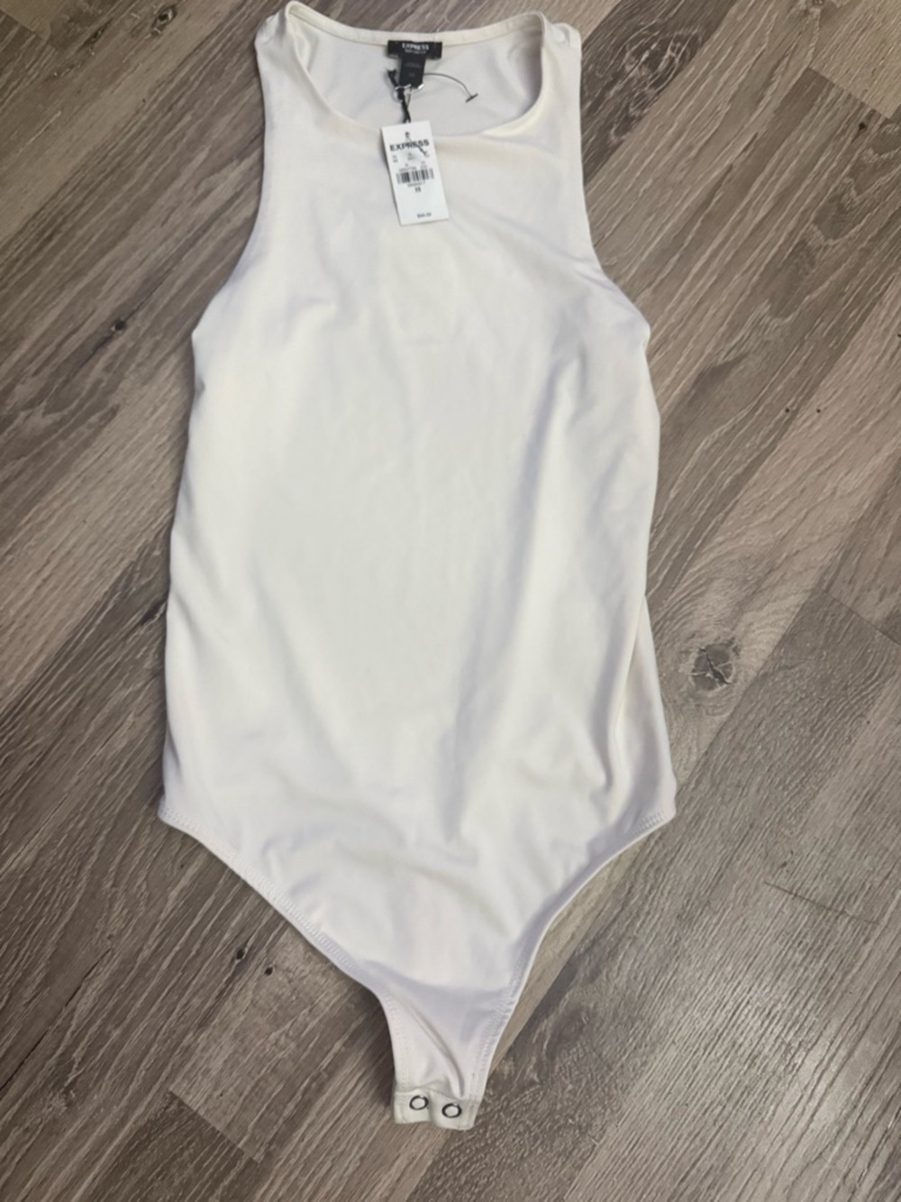Express White Ribbed Tank Bodysuit